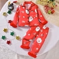 thumbnail image 2 of Weebloom Toddler Girls Halloween Pajama Sets Christmas Long Sleeve Button Up Tops And Pants Fall Winter 2 Piece Set Pjs Loungewear, 2 of 3