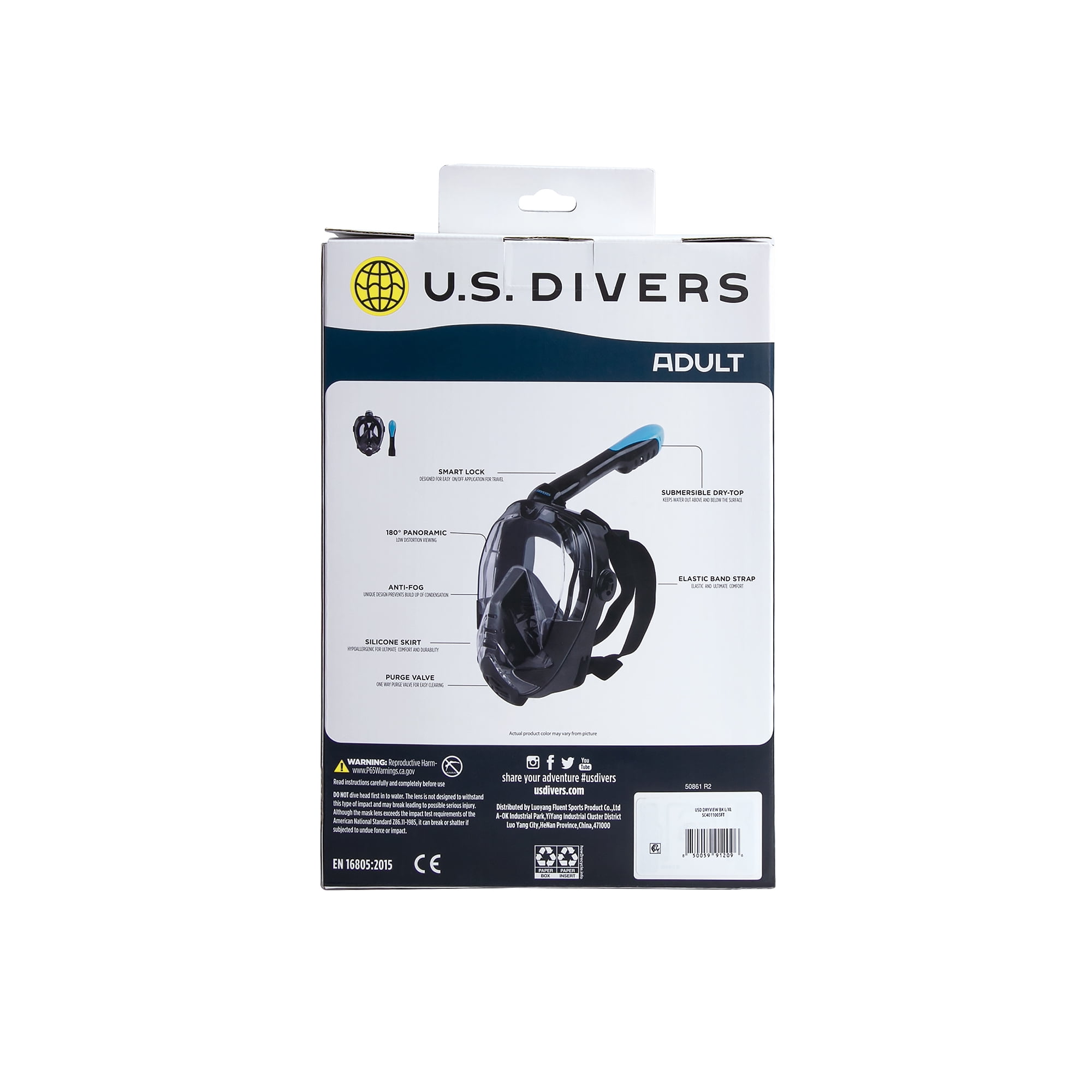 (2 pack) U.S. Divers DryView BK S/M Snorkel Set, 7.87 x 5.00 x 11.10 Inches