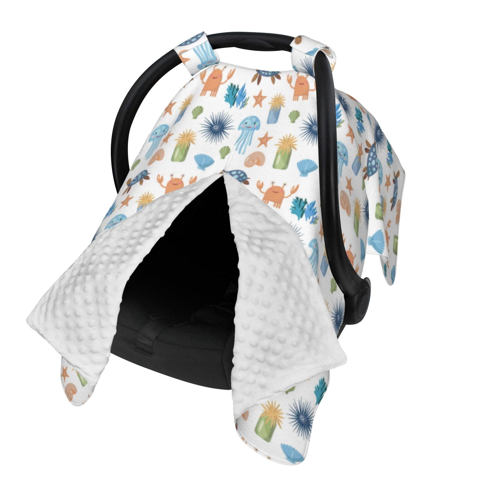 Naloa Undersea Animals Baby Car Seat Cover, Breathable Baby Carrier Cover, Multiuse Baby Carrier Cover & Nursing Breastfeeding Cover