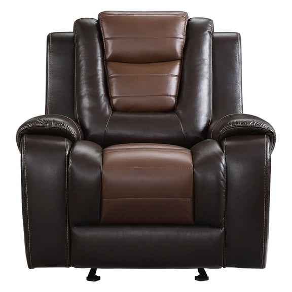 OakvillePark Springer Faux Leather Upholstered Glider Reclining Chair, Light Brown/Dark Brown