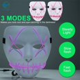 thumbnail image 3 of Deago Halloween Mask LED Light Up EL Wire Cosplay Glowing Mask The Purge Movie Scary Festival Costume with AA Battery, 3 of 5