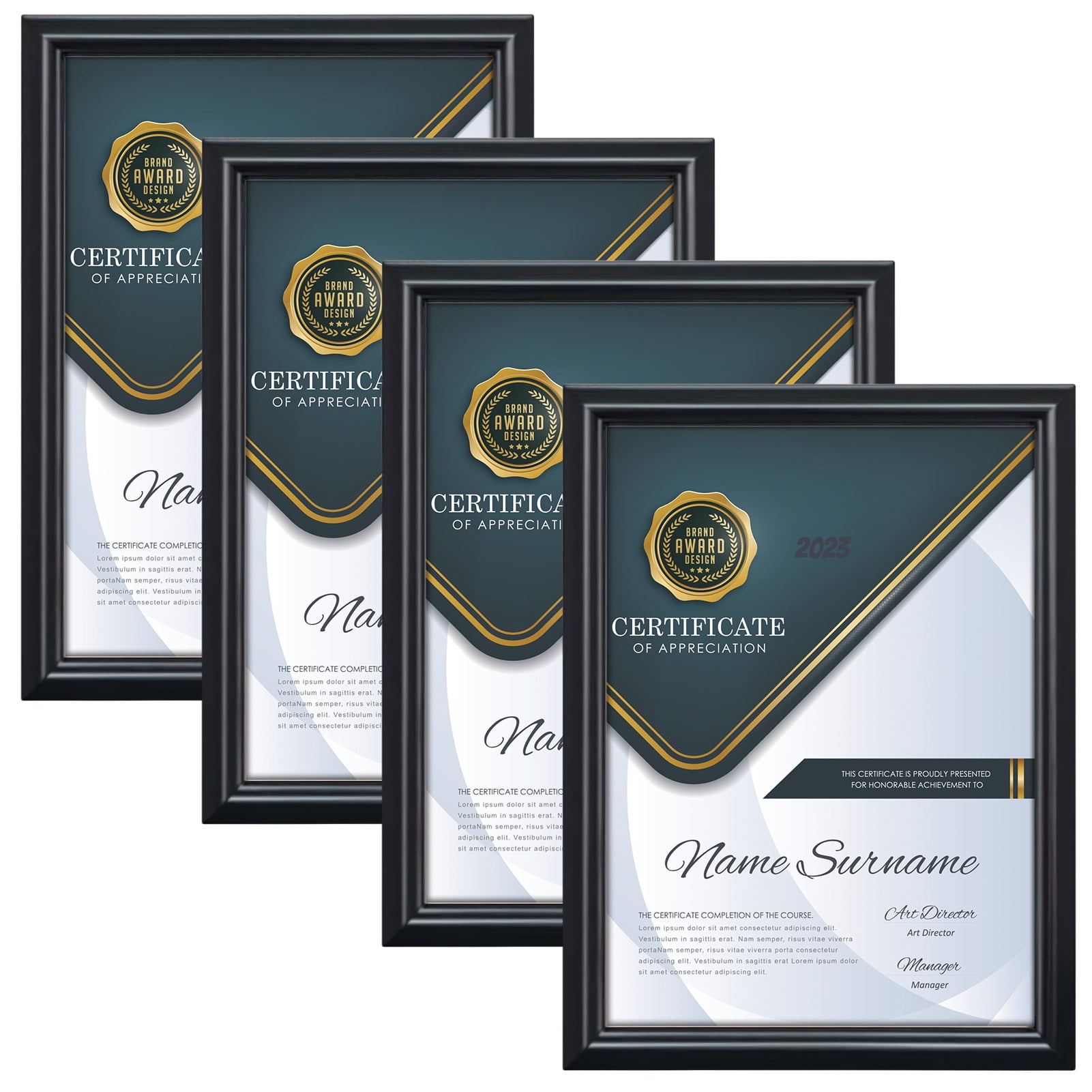 A4 Picture Frames Set of 4,Classic Certificate Diploma Frames for Wall