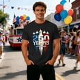 thumbnail image 2 of XINPING American 250th Anniversary Men’s 250 Years USA Patriotic Polo Shirt, Short Sleeve Collared Golf Top, Independence Day American Flag Print with Multi Color Options, 2 of 5
