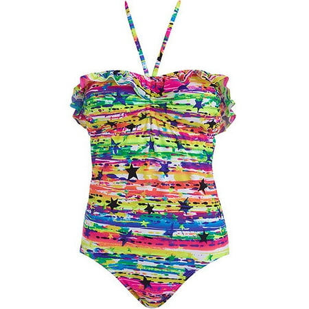 juniors halter op piece bandeau swimsuit bright star walmart swimsuits