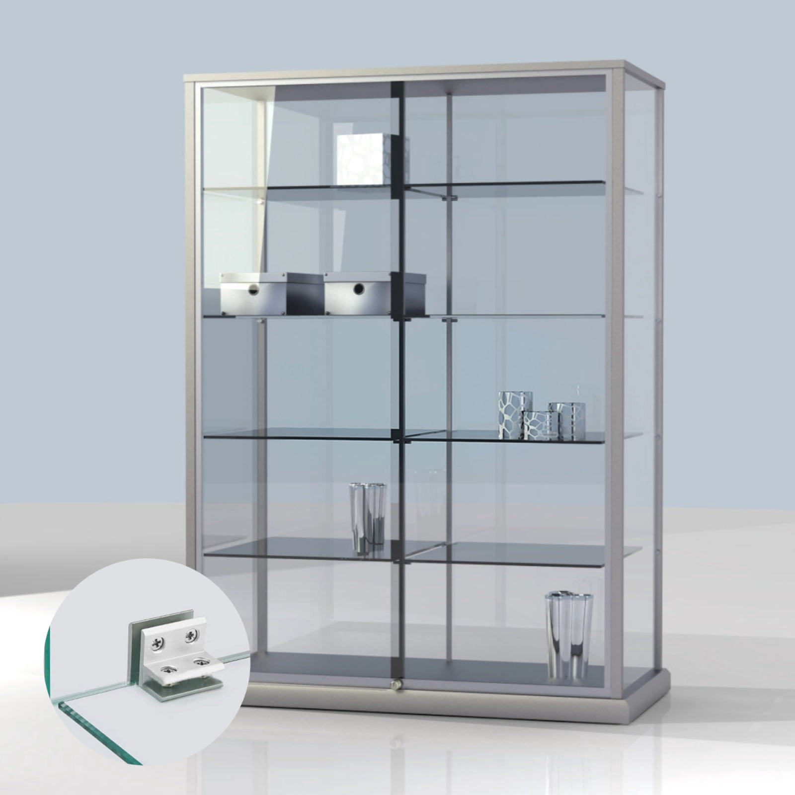 8 Pcs 90 Degree Glass Clamps, Heavy Duty Aluminum Alloy Glass Clips, Adjustable Glass Shelf Bracket for 0.31-0.47 In Thick Glass, Showcase Display Fence Railing Project Hardware