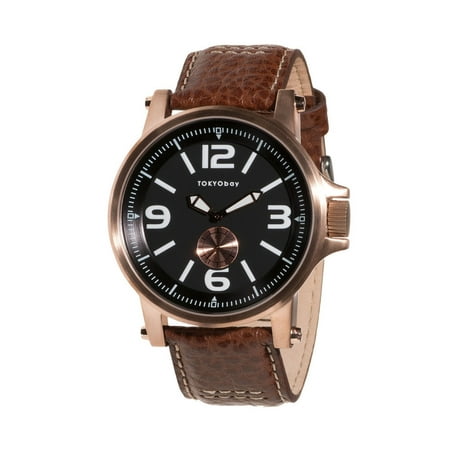 TokyoBay Brown Leather Quartz Analog Men's Watch T807-BR