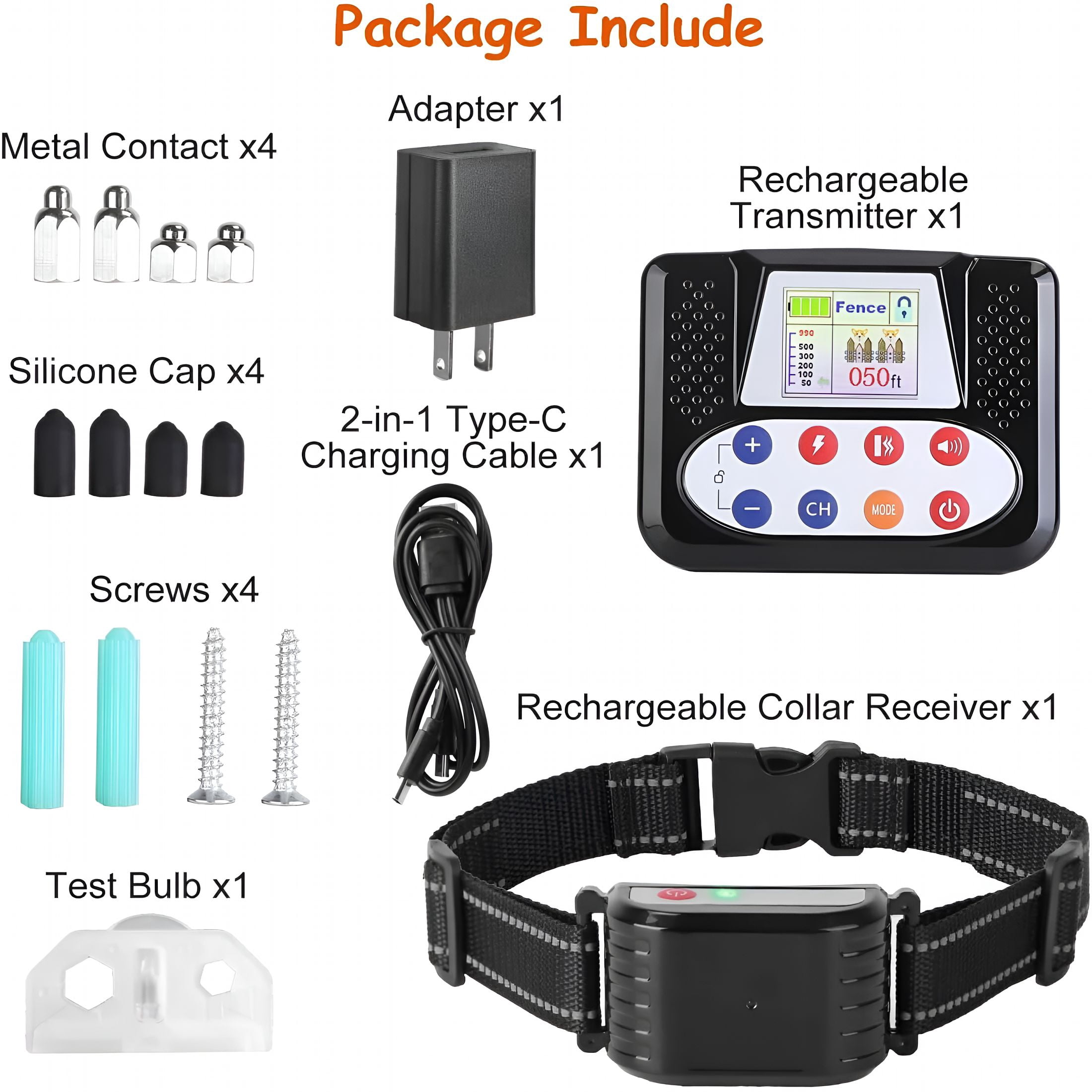 BESTSKY Wireless Dog Fence, Pet Boundary Containment System, Electric Dog Fence Remote Training Collar 2in1, Adjustable Vibration Shock, Waterproof Collar for Large and Medium Dogs