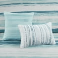 thumbnail image 3 of Madison Park King/Cal King Reversible Quilt Set 6-Piece Coastal Stripe Printed Coverlet Set with Embroidered Decor Pillows, Aqua, 3 of 11