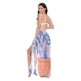 thumbnail image 3 of FORMRS Womens Long Sarong Beach Wrap Semi-Sheer Bikini Skirt Bathing Swimsuit Cover Up, Pink Leaves, 3 of 7