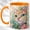 Orange, variant on Pastel Cat Coffee Mug, Flower Cat Mug, Ceramic 11 oz