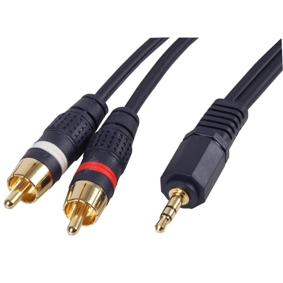 PRO SIGNAL - 3.5mm Stereo Jack Plug to 2x Phono (RCA) Plug Lead, 2m Blue