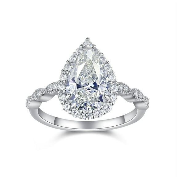 3 Carat Pear Shaped Engagement Ring D Color VVS1 Clarity Moissanite Diamond Rings 925 Sterling Silver Women's Promise Rings Size 5-9
