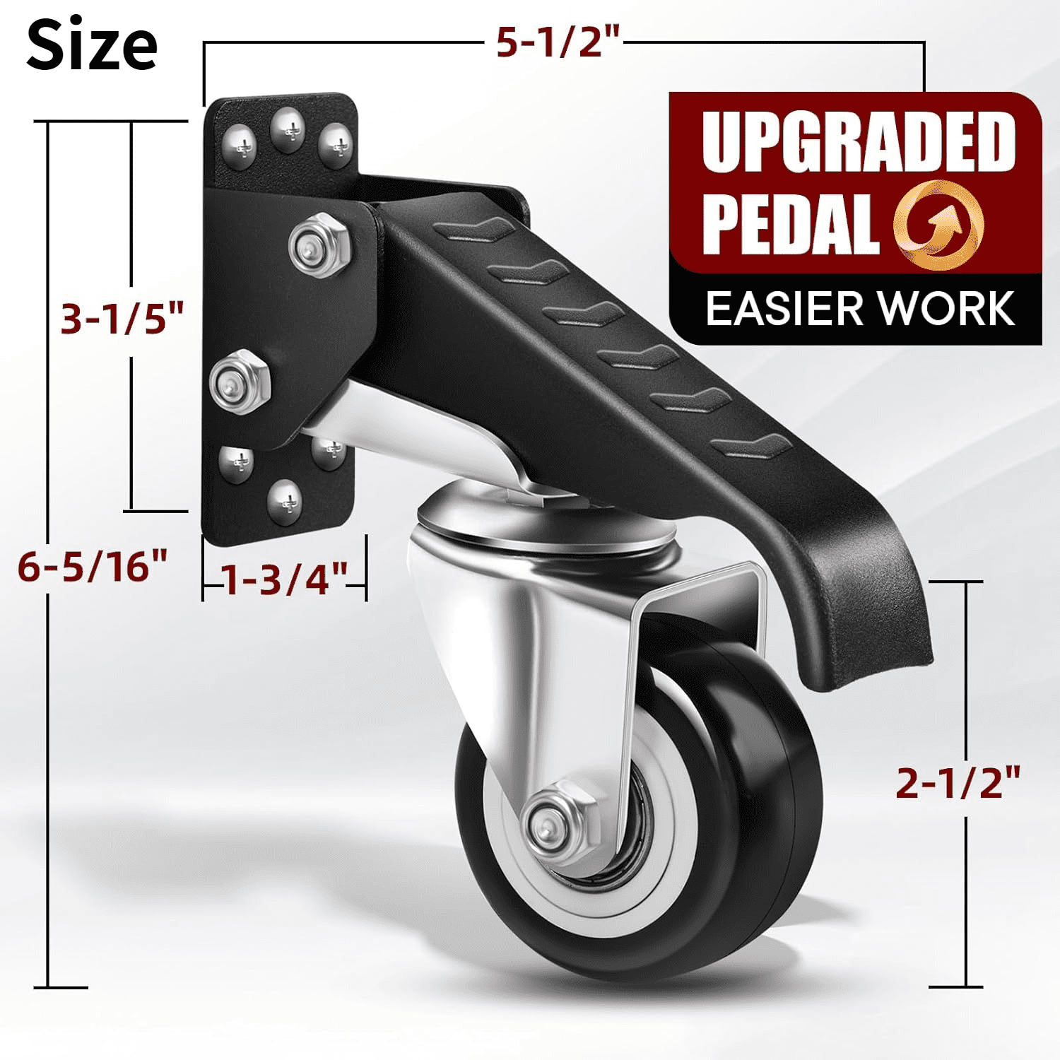 LLMRR Workbench Casters Kit, 4 PCS Heavy Duty Casters with Brake, with Lifting and Lowering Function, Quick Release Stepdown Caster for Workbenches, Machinery and Tables, Load 880LBS, Black