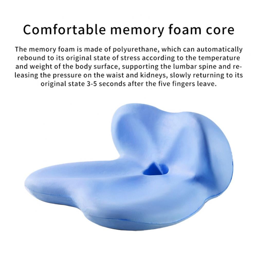 Goodwill Seat Cushion Pillow for Office Chair - Memory Foam Firm Coccyx Pad  - Tailbone, Sciatica, Lower Back Pain Relief - Contoured Posture Corrector  for Car, Wheelchair, Computer and Desk Chair 
