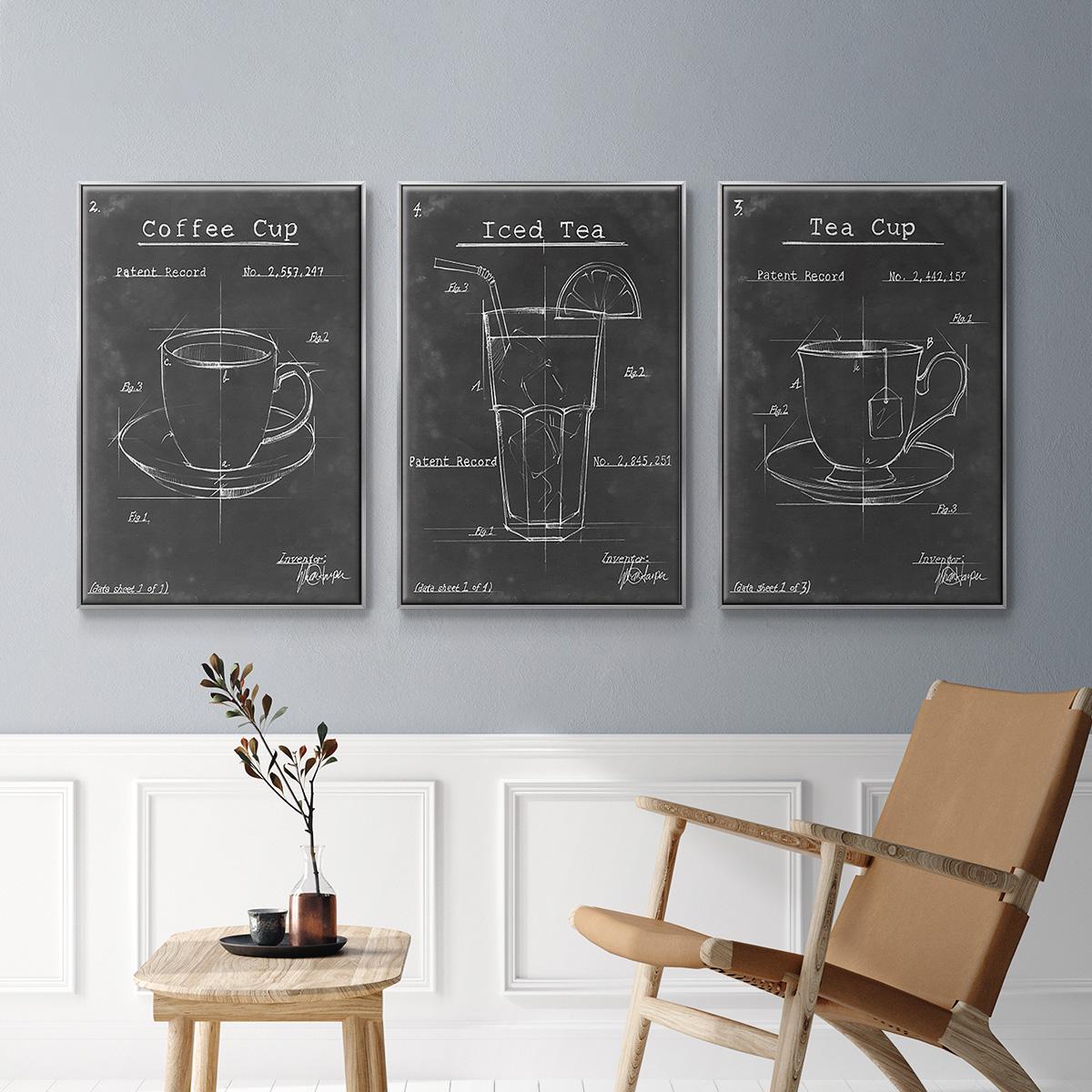 Morning Routine I - Framed Premium Gallery Wrapped Canvas L Frame 3 Piece Set - Ready to Hang