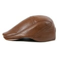 thumbnail image 3 of Men Beret Flat Cap Irish Newsboy Cowskin Genuine Leather Autumn Winter Warm British Adjustable Ivy Male Hat ,Fashion, 3 of 3