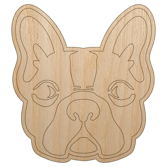French Bulldog Face Wood Shape Unfinished Piece Cutout Craft DIY Projects - 4.70 Inch Size - 1/8 Inch Thick