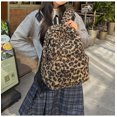 thumbnail image 6 of KKLDOGS Fuzzy Leopard Print Backpack Soft Plush Casual Daypack Large Capacity Lightweight Travel Commute Shoulder Bag, 6 of 6
