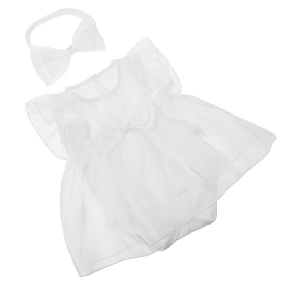 ELAYARD 1 Set Summer Baby Girl Newborn Dress Princess Style White Cotton Machine Washable For Special Occasions