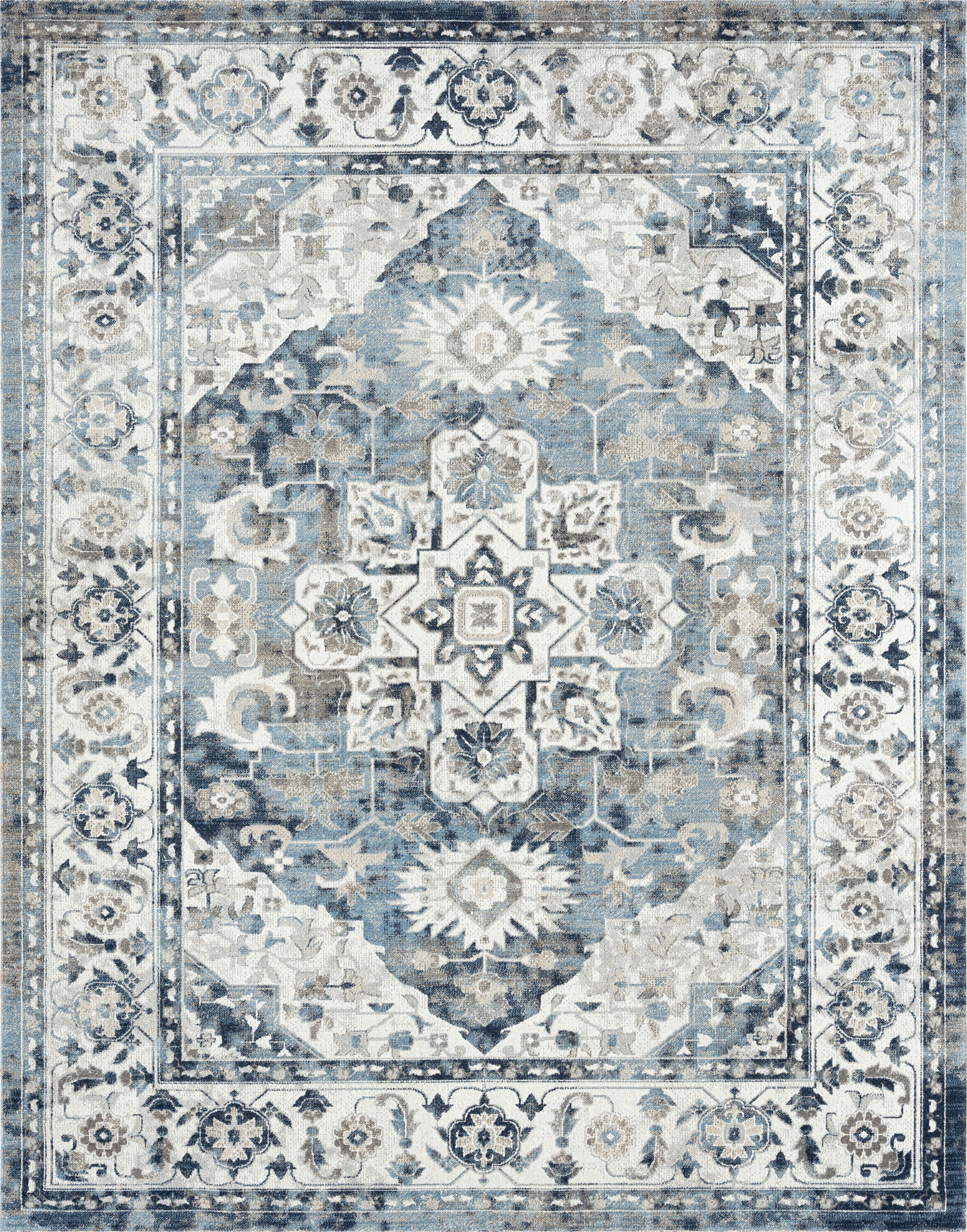 Traditional 4x6 Area Rug (4' x 5'3'') Oriental Navy, Navy Indoor Rectangle Easy to Clean
