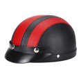thumbnail image 1 of Casco de medio cuero de cara abierta para scooter de motocicleta con visera, gafas uv, estilo retro vintage, negro + rojo, 1 of 2
