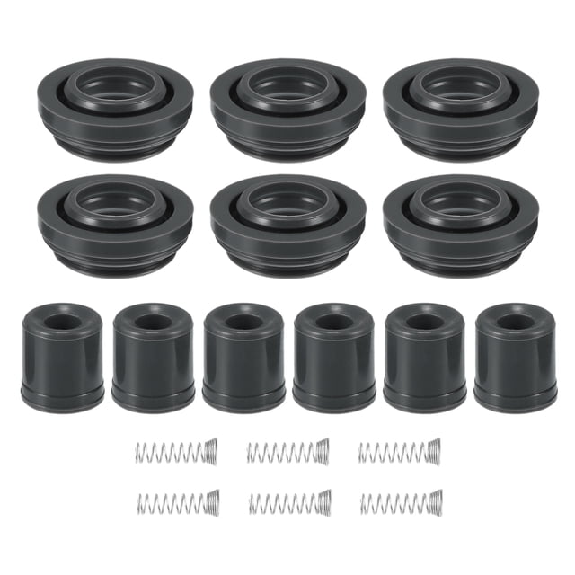 juego de 6 botas de bobina de encendido unique bargains para honda odyssey 2008-2017 y accord crosstour 2010-2011 Seis cubiertas selladas negras y seis fundas cilíndricas negras con seis muelles metálicos, hechas en plástico y metal; dimensiones especificadas en ficha (4x1,5 cm y 2,3x2,1 cm, diámetros interiores 22 mm y 10 mm). Vista frontal sobre fondo blanco; kit accesorio no OE de ajuste directo para modelos Honda y Acura, también adecuado como juego de repuesto para mantenimiento del motor.