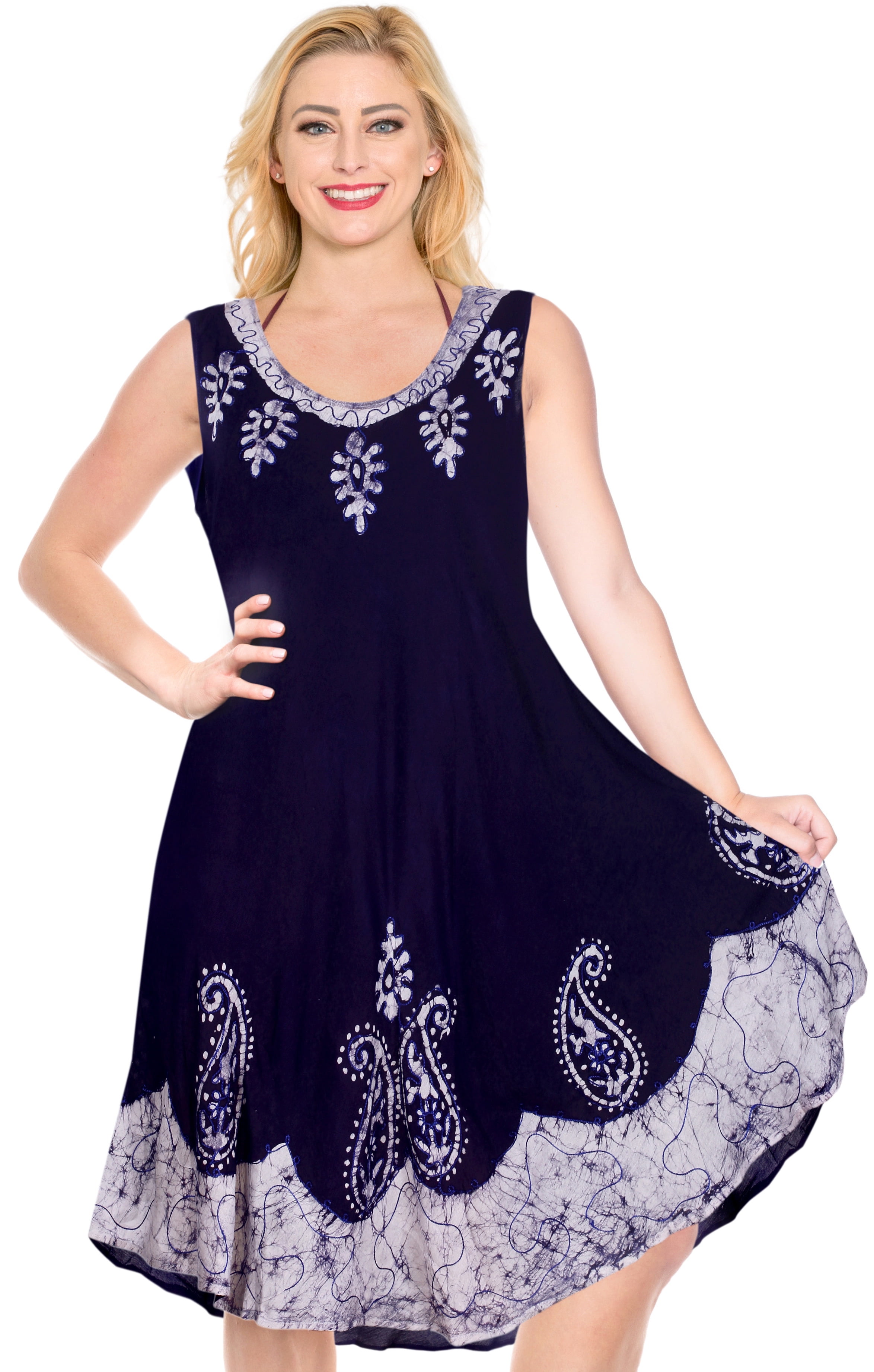 HAPPY BAY - HAPPY BAY Womens Printed Short Nightgowns Lingerie Sleeveless Small Leaves Print 