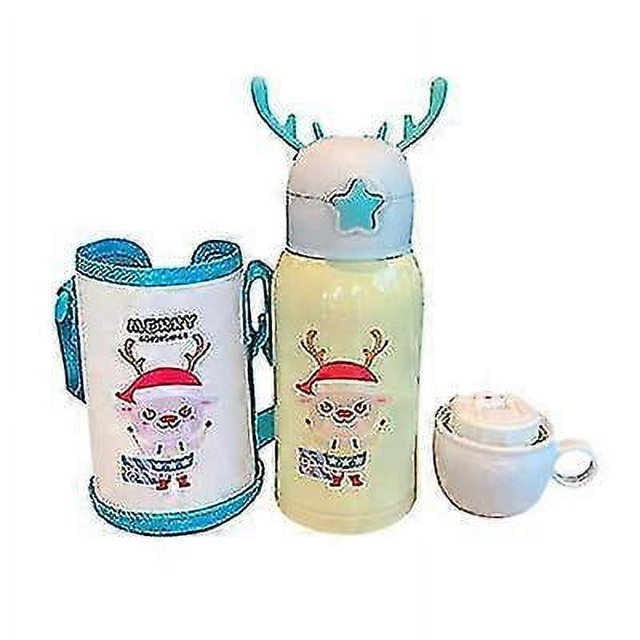 Termo infantil de 500 ml con mochila portátil y taza de ocio, taza de viaje de acero inoxidable de grado alimenticio.