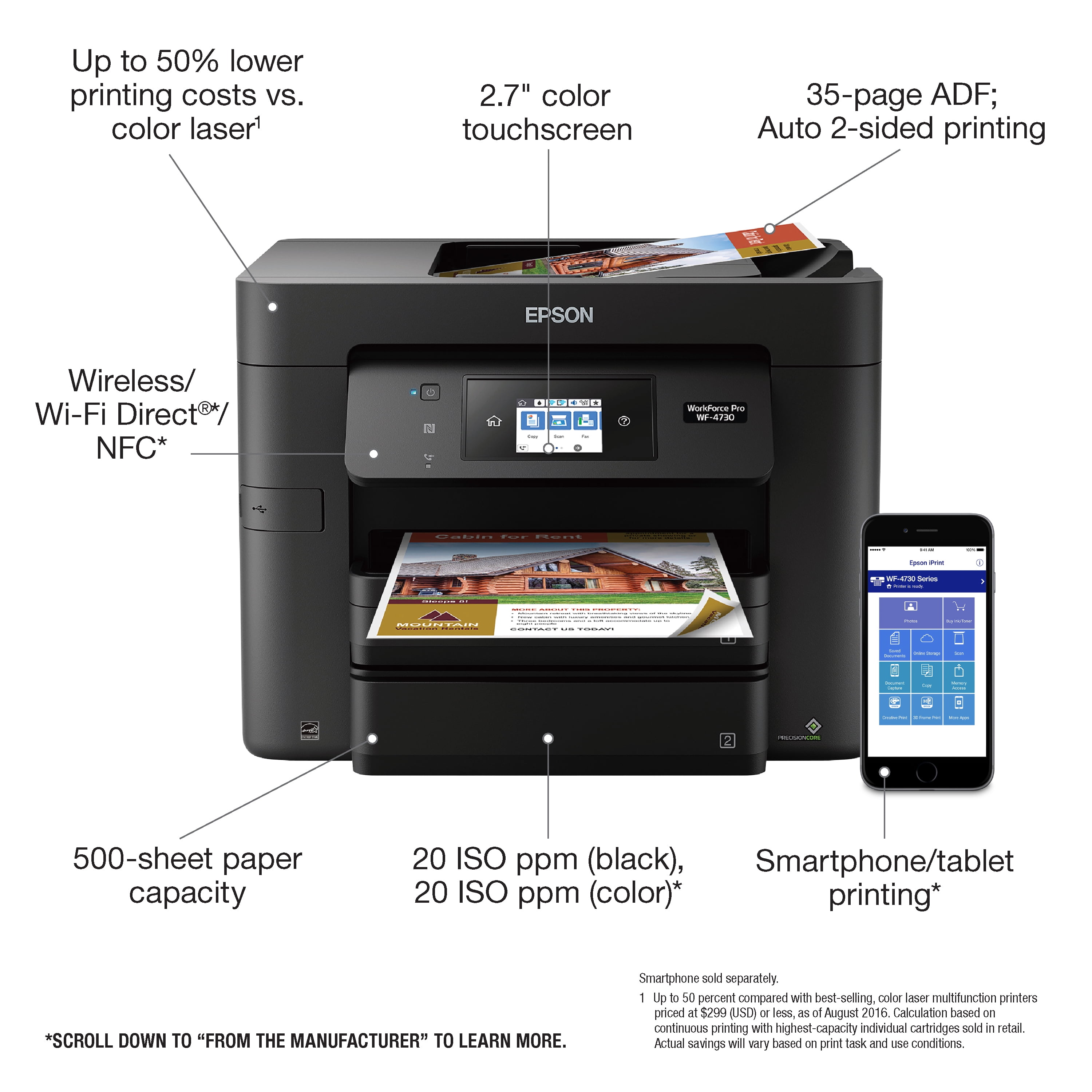 laser all in one color printer 500 paper