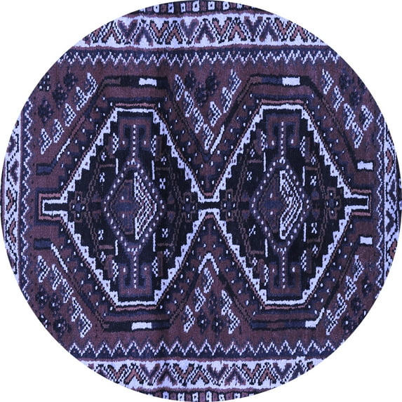 Ahgly Company Machine Washable Indoor Round Persian Blue Traditional Area Rugs, 4' Round
