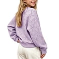 thumbnail image 5 of BLVB Girls Cardigan Long Sleeve Button Front Lace Sweater Kids Fall Knit Sweaters Outwear 1-9 Years(Purple,1-2 Years), 5 of 7