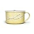 thumbnail image 3 of GinkgoHome Microwavable Ceramic Noodle Bowl with Handle and Seal Fine Porcelain Sakura Snow Flake Floral Design (LemonYellow), 3 of 4