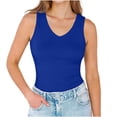 thumbnail image 5 of SYMOID Womens V-Neck Sleeveless Tank Top Casual Basic Layering Cami Soft Stretchy Breathable Slim Fit Blue S-XXL,Size L, 5 of 9
