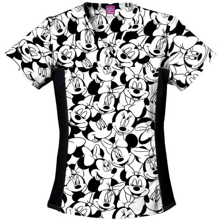 

Tooniforms Disney V-Neck Knit Panel Women Medical Scrub Top 6875C