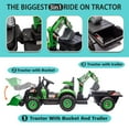 thumbnail image 5 of 24V Kids Ride on Excavator Digger Toy Cars, Ride on Construction Toy w/4-in-1 Construction Attachments (Excavator, Dump Truck & Bulldozer), Electric Tractor Car w/Remote Control, Swivel Seat, Green, 5 of 7