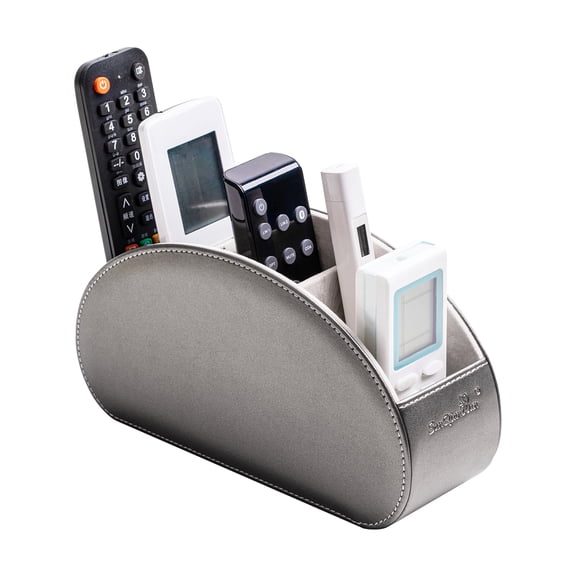 Remote Control Holders Organizer Box with 5 Compartment PU Leather Multi-functional Office Desk Storage Caddy Store Tv Remote for Media Player,Brush,Pencil,Glassees&Office Supplies