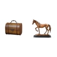 thumbnail image 1 of Joyero vintage de madera con escultura de caballo y figura de resina. decorativo para guardar anillos, joyas corporales y artesanías de arte mod, 1 of 7