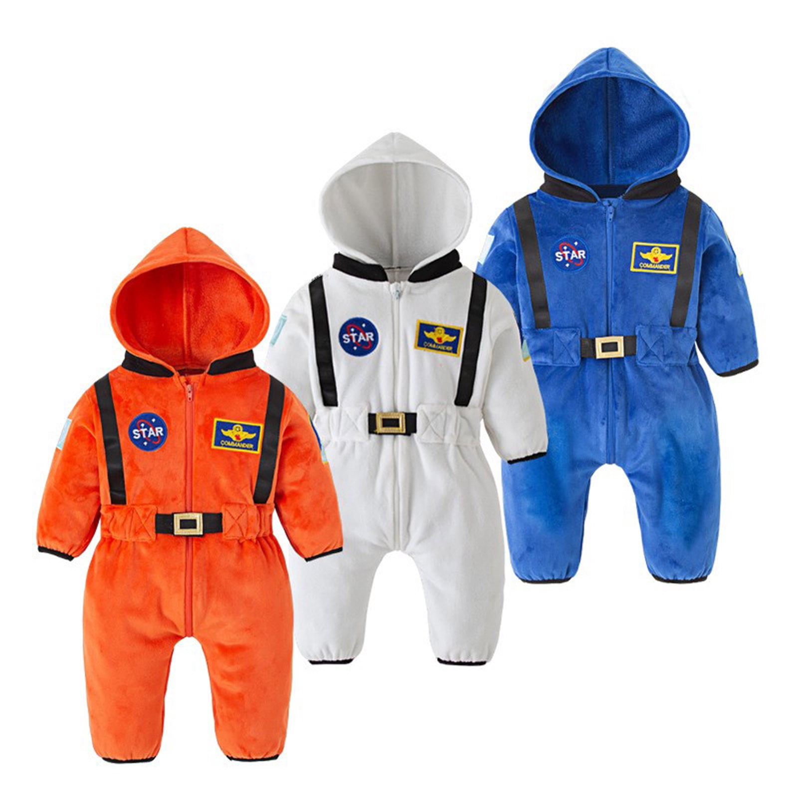 TOOYOU Boys Girls Romper Cute Astronaut Jumpsuit Long Sleeve Pullover Bodysuits Toddler Kids Soft And Comfortable Onesie Blue