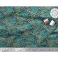 thumbnail image 2 of Soimoi Blue polyester Crepe Fabric Peacock & Fish Animal Skin Printed Craft Fabric by the Yard 52 Inch Wide, 2 of 3