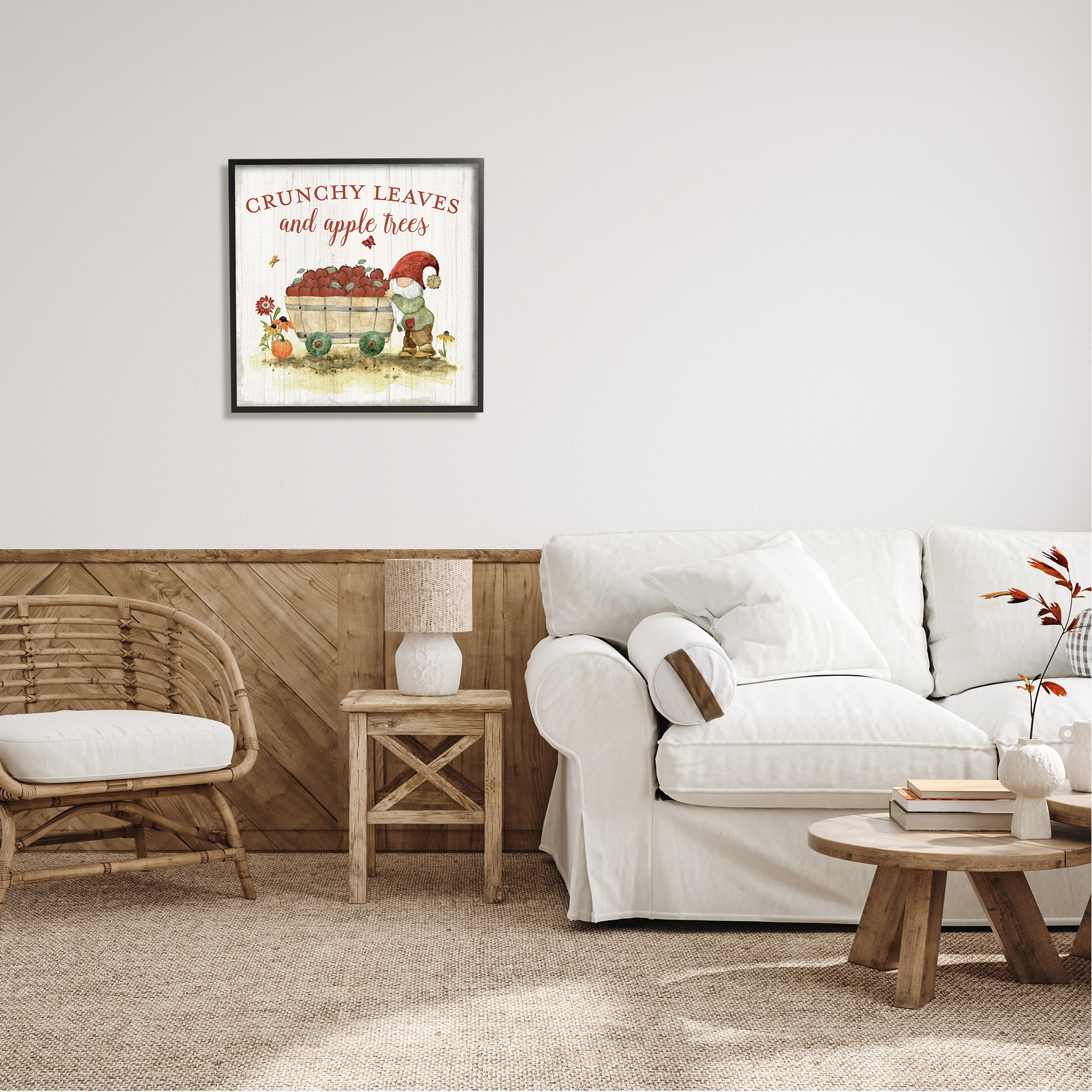 Stupell Industries Fall Apple Tree Phrase Fairy Tales & Fantasy Painting Black Framed Art Print Wall Art, 24 x 24