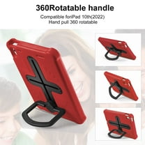 TECH CIRLE iPad (10th Generation) Case 10.9" 2022 Release - Shockproof Rugged Plastic Sturdy Kickstand Case with Hnadle / Adjustable Shoulder Strap, Red Black