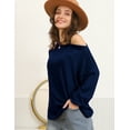 thumbnail image 3 of Doublju Womens Long Sleeve Wide Round Neck Casual Tunic Top With Plus Size, 3 of 4