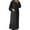 Black, variant on Ladies Plus Size Dress Women's Abaya Puffy Sleeve Vintage Pocket Hem Ruffled Dress
