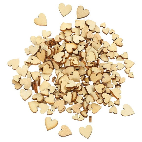 Raindrops Wooden Heart Ornaments Khaki Smooth Polished for Handmade 400Pcs