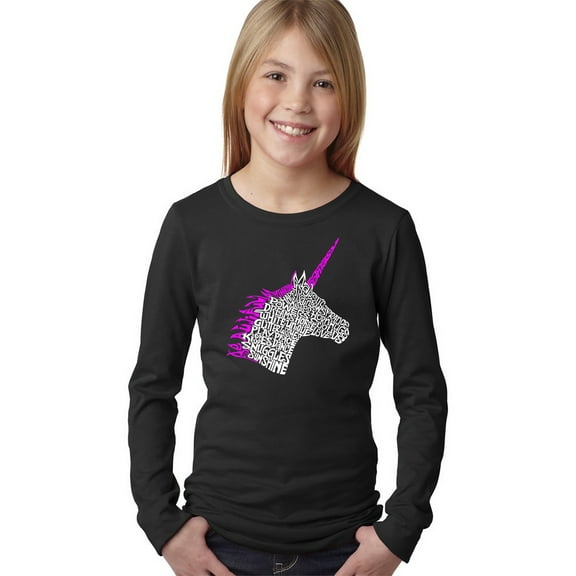 LA Pop Art Girl's Word Art Long Sleeve - Unicorn