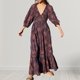 thumbnail image 5 of Vestido de manga abullonada para mujer, estilo bohemio, cuello en V profundo, ajuste holgado, traje de vacaciones plisado, 5 of 7