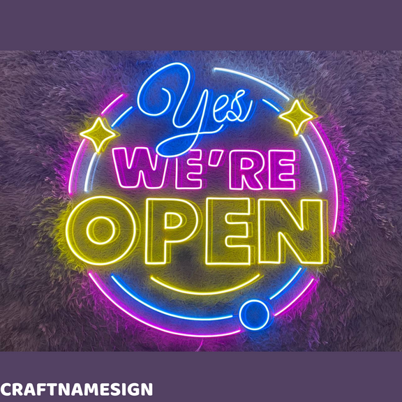 Craftnamesign We're Open Neon Sign, Shop Open Led Sign, Welcome Neon Decor
