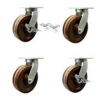 10 Inch Heavy Duty High Temp Phenolic Swivel Caster Set 2 Swivel Locks 2 Brakes
