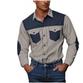thumbnail image 3 of LWITHSZG Long Sleeve Shirts for Men Dressy Casual Collared Button Down Shirt Color&nbsp;Block Blouses Outdoor Travel Lightweight Going Out Tops, 3 of 6