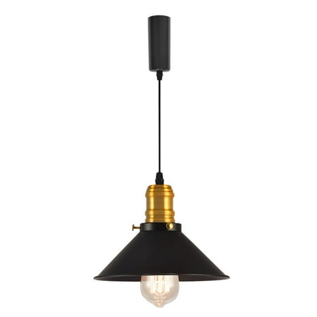 

FSLiving H-type Track Pendant Lights Gold E26 Base Black Metal Wired Track Lamp 3.2Ft Adjusted Freely Retro Design Lamp for Kitchen Home Loft Restaurant Customizable (No Bulb & No Track) - 1 Light